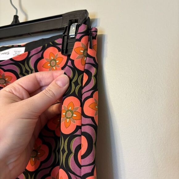 Mango Women's Printed Straight Pants Flare Leg Long Inseam SZ SM Retro Groovy - Picture 12 of 12